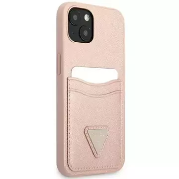 Etui Guess GUHCP13MPSATPP do Apple iPhone 13 6,1" różowy/pink hardcase SaffianoTriangle Logo Cardslot