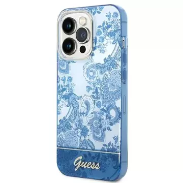 Etui Guess GUHCP14LHGPLHB do Apple iPhone 14 Pro 6,1" niebieski/blue hardcase Porcelain Collection