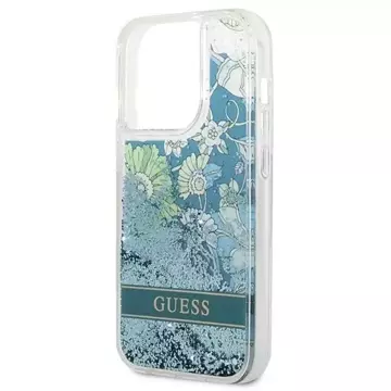 Etui Guess GUHCP14LLFLSN do Apple iPhone 14 Pro 6,1" zielony/green hardcase Flower Liquid Glitter