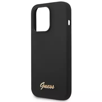 Etui Guess GUHCP14LSLSMK do Apple iPhone 14 Pro 6,1" czarny/black hard case Silicone Vintage Gold Logo