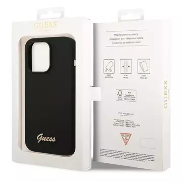 Etui Guess GUHCP14LSLSMK do Apple iPhone 14 Pro 6,1" czarny/black hard case Silicone Vintage Gold Logo