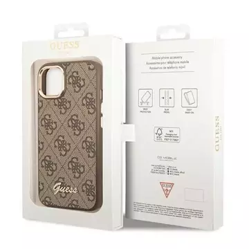 Etui Guess GUHCP14SHG4SHW do Apple iPhone 14 6,1" brązowy/brown hard case 4G Vintage Gold Logo