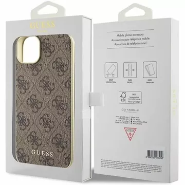 Etui Guess GUHCP15SGF4GBR do iPhone 15 6.1" brązowy/brown hardcase 4G Charms Collection