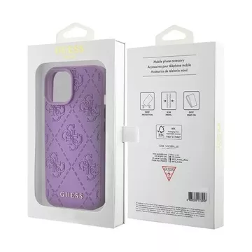 Etui Guess GUHCP15SP4EPMU do iPhone 15 6.1" fioletowy/light purple hardcase Leather 4G Stamped