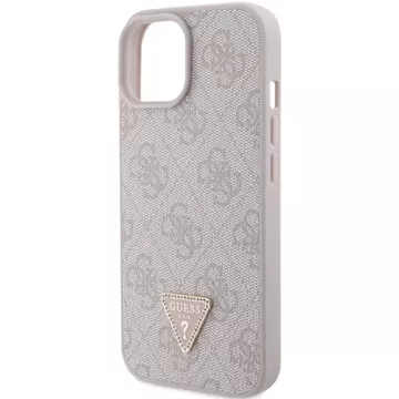 Etui Guess GUHCP15SP4TDPP do iPhone 15 6.1" różowy/pink hardcase Leather 4G Triangle Strass