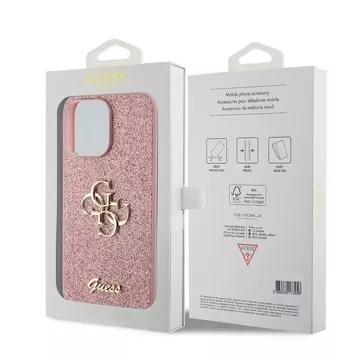 Etui Guess GUHCP15XHG4SGP do iPhone 15 Pro Max 6.7" różowy/pink hardcase Glitter Script Big 4G