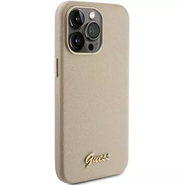 Etui Guess GUHCP15XPGMCSD do iPhone 15 Pro Max 6.7" złoty/light gold hardcase Glitter Glossy Script