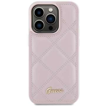 Etui Guess GUHCP15XPSQSQSP do iPhone 15 Pro Max 6.7" różowy/pink hardcase Quilted Metal Logo