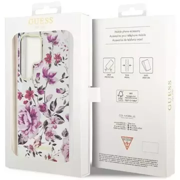 Etui Guess GUHCS23LHCFWST do Samsung Galaxy S23 Ultra S918 biały/white hardcase Flower Collection