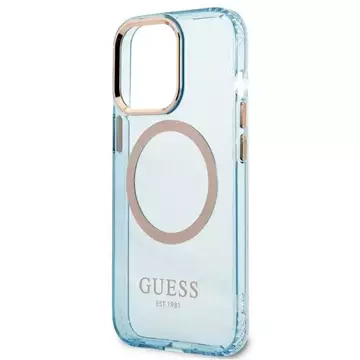 Etui Guess GUHMP13XHTCMB do iPhone 13 Pro Max 6,7" niebieski/blue hard case Gold Outline Translucent MagSafe