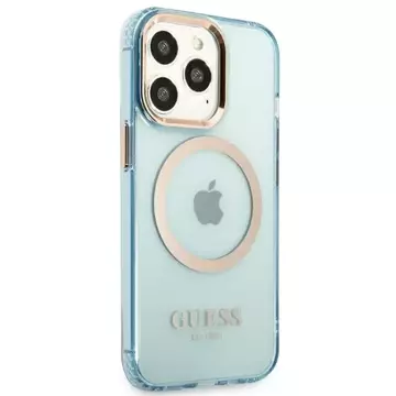 Etui Guess GUHMP13XHTCMB do iPhone 13 Pro Max 6,7" niebieski/blue hard case Gold Outline Translucent MagSafe