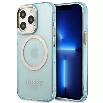 Etui Guess GUHMP13XHTCMB do iPhone 13 Pro Max 6,7" niebieski/blue hard case Gold Outline Translucent MagSafe