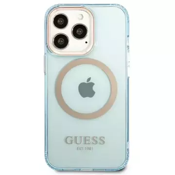 Etui Guess GUHMP13XHTCMB do iPhone 13 Pro Max 6,7" niebieski/blue hard case Gold Outline Translucent MagSafe