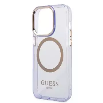 Etui Guess GUHMP14LHTCMU do iPhone 14 Pro 6.1" purpurowy/purple hard case Gold Outline Translucent MagSafe