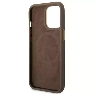 Etui Guess GUHMP14LU4GPRW do Apple iPhone 14 Pro 6,1" brązowy/brown hard case 4G Logo Plate MagSafe