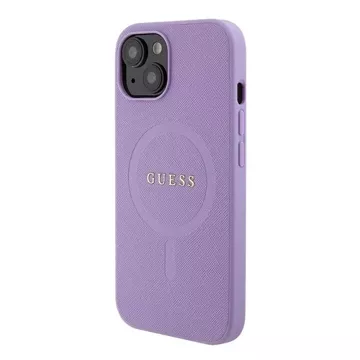 Etui Guess GUHMP15SPSAHMCU do iPhone 15 6.1" fioletowy/purple hardcase Saffiano MagSafe