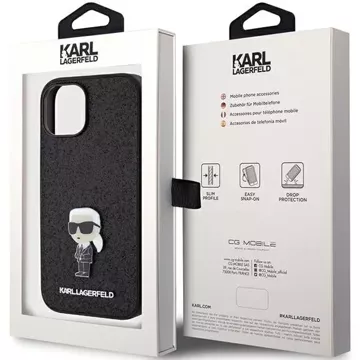 Etui Karl Lagerfeld KLHCP15SGKNPSK do iPhone 15 6.1" czarny/black hardcase Fixed Glitter Ikonik Logo Metal Pin