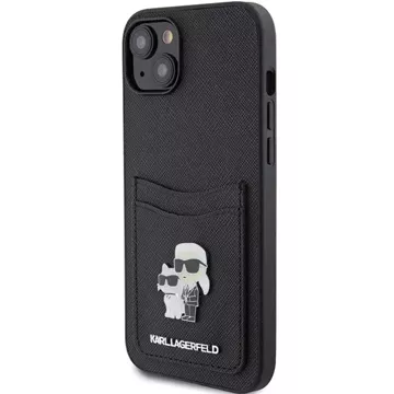 Etui Karl Lagerfeld KLHCP15SSAPKCNPK do iPhone 15 6.1" czarny/black hardcase Saffiano Cardslot Karl&Choupette Metal Pin