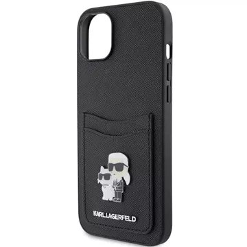 Etui Karl Lagerfeld KLHCP15SSAPKCNPK do iPhone 15 6.1" czarny/black hardcase Saffiano Cardslot Karl&Choupette Metal Pin