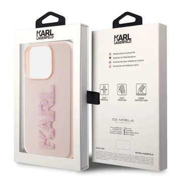 Etui Karl Lagerfeld KLHCP15X3DMBKCP do iPhone 15 Pro Max 6.7" różowy/pink hardcase 3D Rubber Glitter Logo