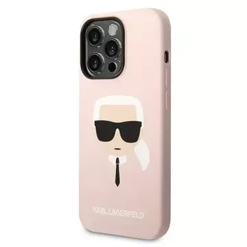 Etui Karl Lagerfeld KLHMP14XSLKHLP do iPhone 14 Pro Max 6,7" hardcasek Silicone Karl`s Head Magsafe jasnoróżowy/light pin