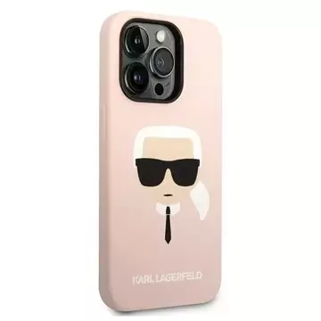 Etui Karl Lagerfeld KLHMP14XSLKHLP do iPhone 14 Pro Max 6,7" hardcasek Silicone Karl`s Head Magsafe jasnoróżowy/light pin