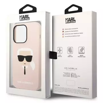 Etui Karl Lagerfeld KLHMP14XSLKHLP do iPhone 14 Pro Max 6,7" hardcasek Silicone Karl`s Head Magsafe jasnoróżowy/light pin