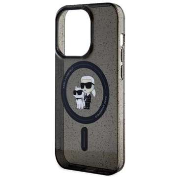 Etui Karl Lagerfeld KLHMP15LHGKCNOK do iPhone 15 Pro 6.1" czarny/black hardcase Karl&Choupette Glitter MagSafe