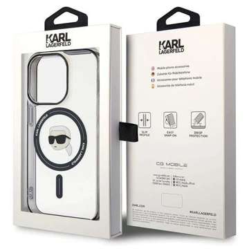 Etui Karl Lagerfeld KLHMP15LHKHNOTK do iPhone 15 Pro 6.1" transparent hardcase IML Karl`s Head MagSafe