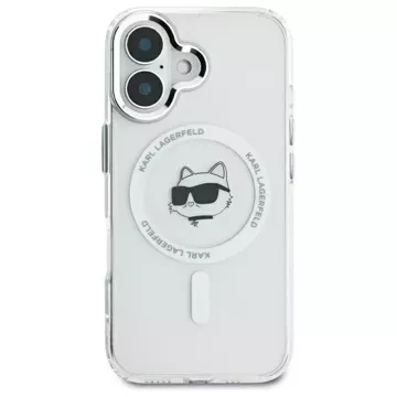 Etui Karl Lagerfeld  do iPhone 16 6.1" Biały Hardcase IML Metal Choupette Head MagSafe