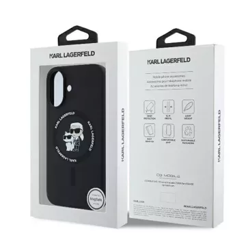 Etui Karl Lagerfeld do iPhone 16 Plus 6.7" Czarny MagSafe Hardcase Silicone Karl&Choupette Ring 