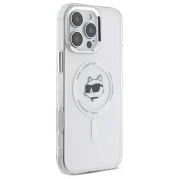 Etui Karl Lagerfeld do iPhone 16 Pro Max 6.9" Biały MagSafe Hardcase IML Metal Choupette Head 