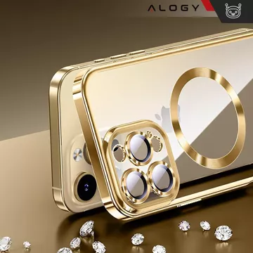 Etui MagSafe Case do Apple iPhone 16 Pro Alogy Glamour Luxury Ring obudowa złoto-przezroczyste