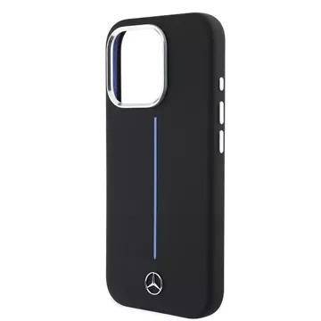 Etui Mercedes do iPhone 16 Pro Max 6.9" Hardcase Silicone Blue Stripe MagSafe Czarny