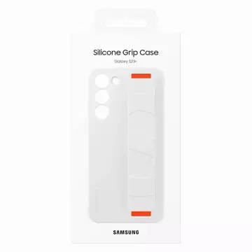 Etui Samsung Silicone Grip Cover doSamsung Galaxy S23+ Plus silikonowy pokrowiec z paskiem na rękę białe