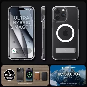 Etui Spigen Ultra Hybrid S MagSafe z podstawką do iPhone 15 Pro - przezroczyste