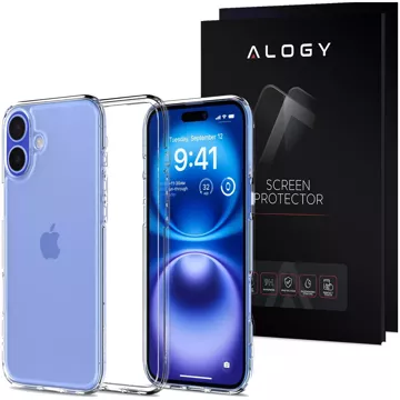 Etui + Szkło Spigen Ultra Hybrid do Apple iPhone 16 obudowa ochronna case na telefon Crystal Clear