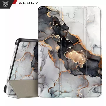 Etui + Szkło do Apple iPad 10.9 gen 10 2022 obudowa na tablet Alogy Book Case Cloudy Marble Marmur