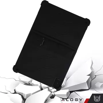 Etui + Szkło do TCL TAB 10 Gen2 8496G 10.36" 10.4 obudowa na tablet silikonowe Alogy Stand Case Czarny + Rysik Gratis