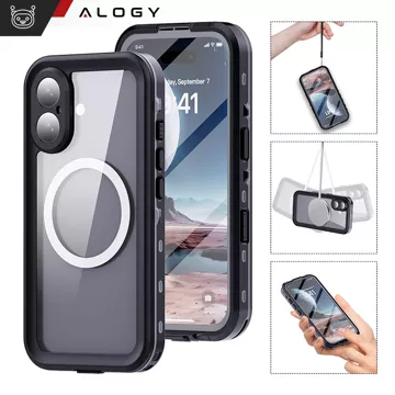 Etui Wodoodporne Alogy HydroArmor™ IP68 Case z przezroczystym tyłem Pancerna obudowa 360 do MagSafe do Apple iPhone 16 Plus