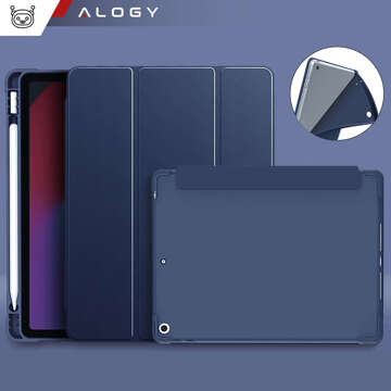 Etui do Apple iPad 10.2 9 gen 8/7 2021/2020/2019 Smart Pencil Case Alogy TPU obudowa na tablet Granatowe + Szkło