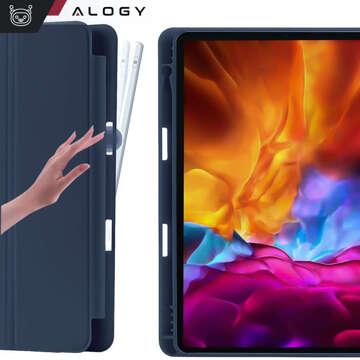 Etui do Apple iPad 10.2 9 gen 8/7 2021/2020/2019 Smart Pencil Case Alogy TPU obudowa na tablet Granatowe + Szkło