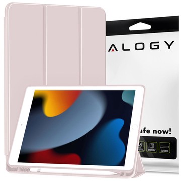 Etui do Apple iPad 10.2 9 gen 8/7 2021/2020/2019 Smart Pencil Case Alogy TPU obudowa na tablet Różowe