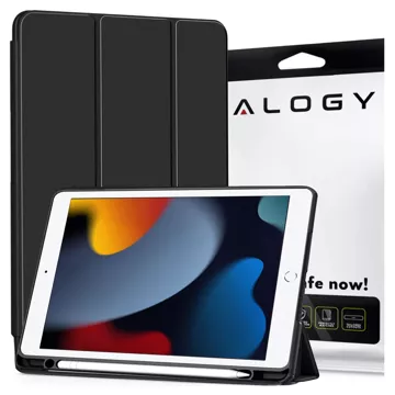 Etui do Apple iPad 10.2 9 gen 8/7 2021/2020/2019 Smart Pencil Case Alogy TPU obudowa na tablet z miejscem na rysik Czarne