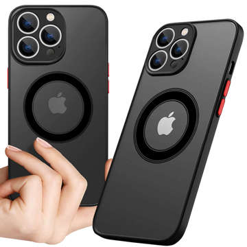 Etui do Apple iPhone 14 Pro obudowa Alogy Hybrid Mag Case do MagSafe z ochroną aparatu matowe czarne + Szkło