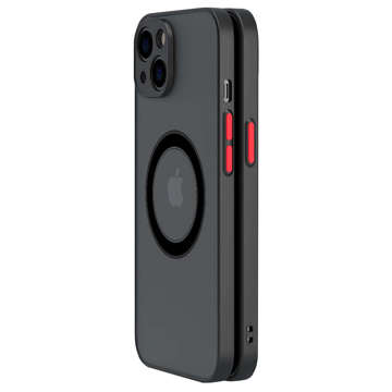 Etui do Apple iPhone 14 obudowa Alogy Hybrid Mag Case do MagSafe z ochroną aparatu matowe czarne + Ładowarka Qi