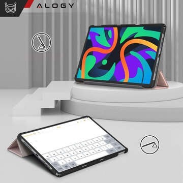 Etui do Lenovo Tab M11 10.95" TB330FU / TB330XU / TB331FC Book Case Cover z klapką obudowa futerał pokrowiec Alogy Różowe + Szkło + Rysik