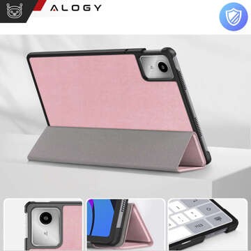 Etui do Lenovo Tab M11 10.95" TB330FU / TB330XU / TB331FC Book Case Cover z klapką obudowa futerał pokrowiec Alogy Różowe + Szkło + Rysik