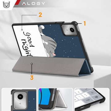 Etui do Lenovo Tab M11 10.95" TB330FU / TB330XU / TB331FC obudowa na tablet Case Alogy Book Cover Sleeping Cat + Szkło + Rysik