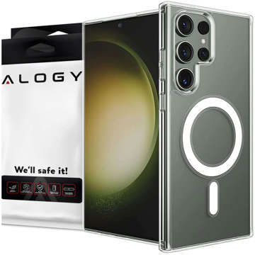 Etui do MagSafe Alogy Ring Mag Clear Case do ładowarek Qi do Samsung Galaxy S23 Ultra Przezroczysty